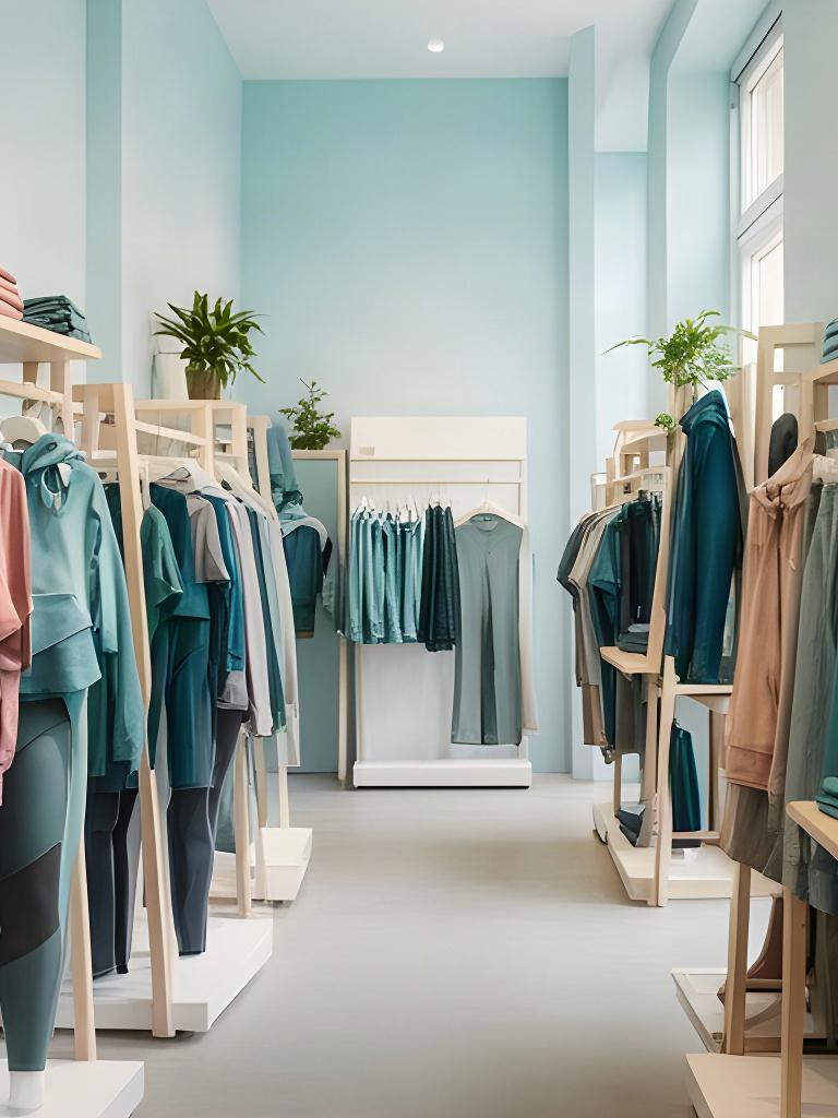 Sportkleding in rustige winkelrekken met natuurlijk licht in Epe