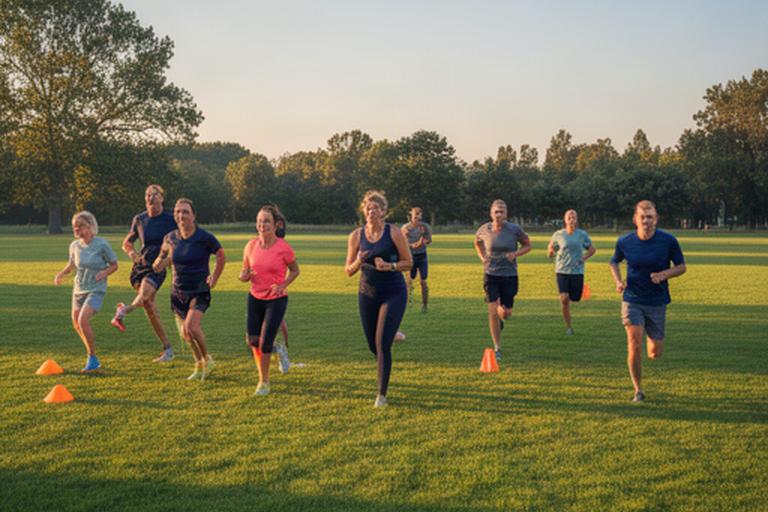 Lokale sportgroep die samen traint op een groen veld in Gelderland