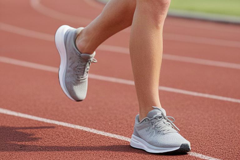 Neutrale hardloopschoen tijdens een ontspannen pas op een atletiekbaan